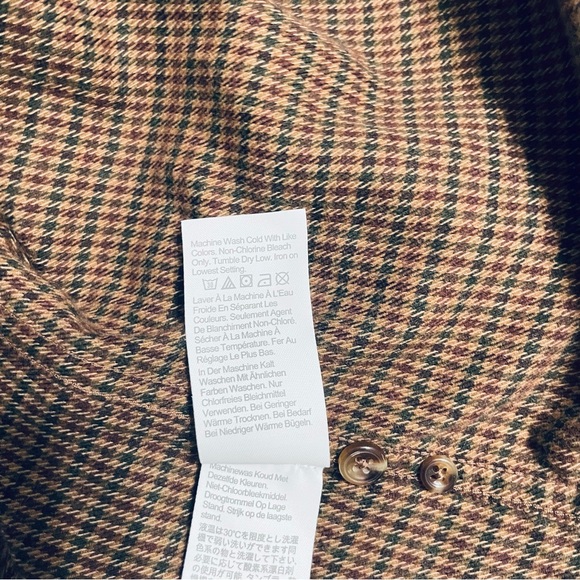 J.Crew Slim Fit Houndstooth Button-Up Shirt Cashmere Blend Brown Men’s Size S - Picture 7 of 11